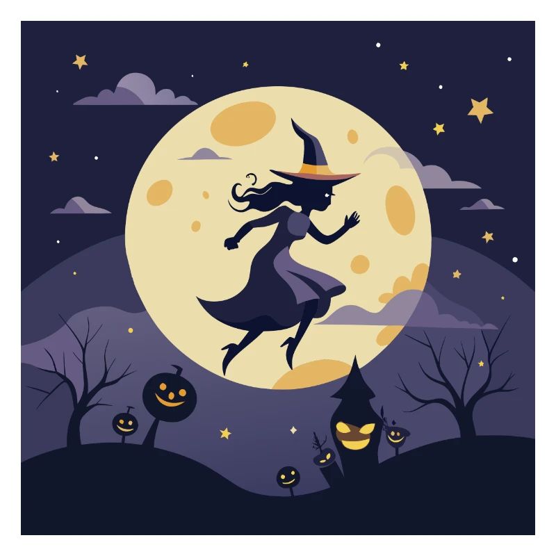 Witch in magical moonlight
