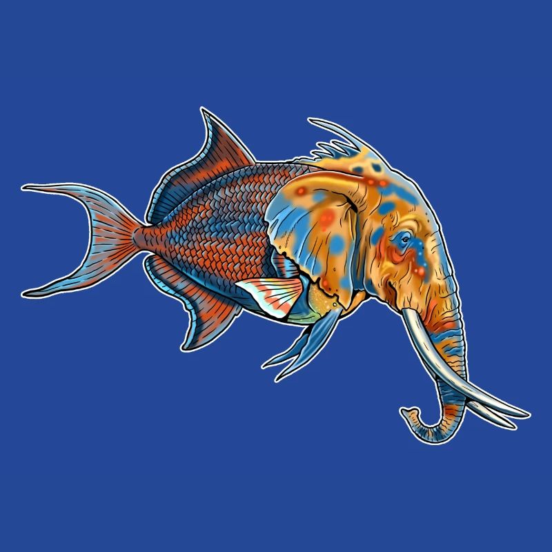 Fantastic creature: half elephant, half fish