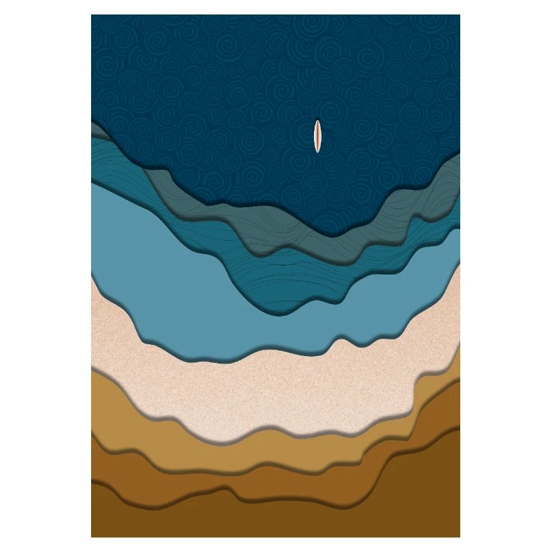 Design abstrait de plage - planche de surf dans l’océan