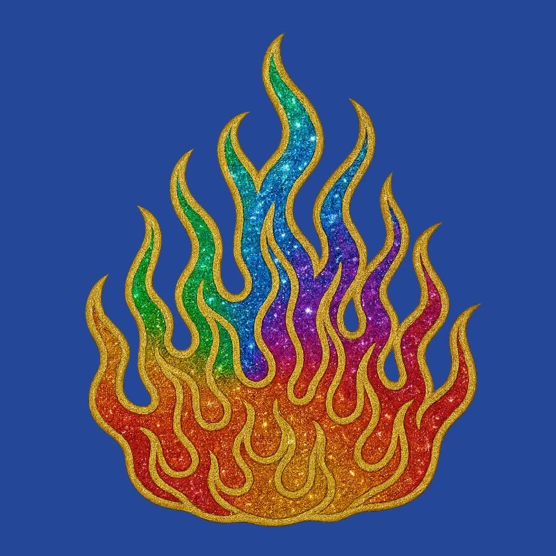 Rainbow Fire Glitter Flame