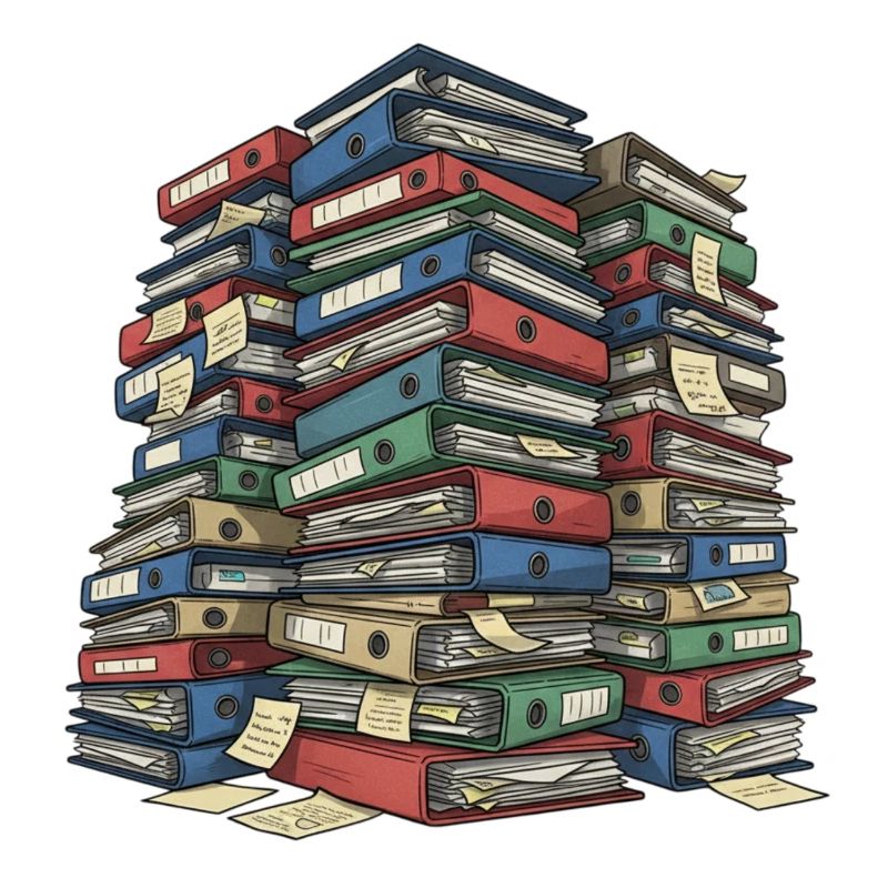 Folder Stack Office Chaos