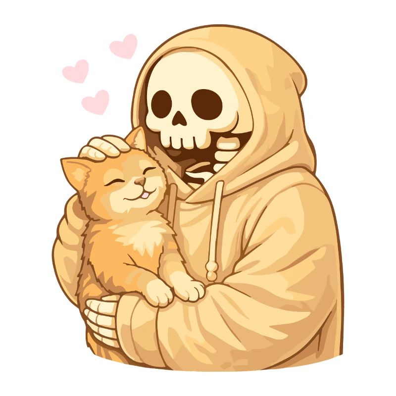 Squelette douillet avec chat – Proximité douce