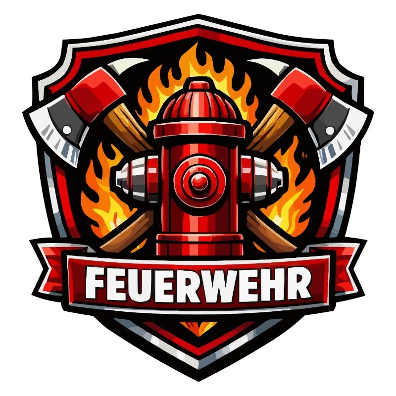 Fire Brigade Logo with Fire Hydrant and Flames