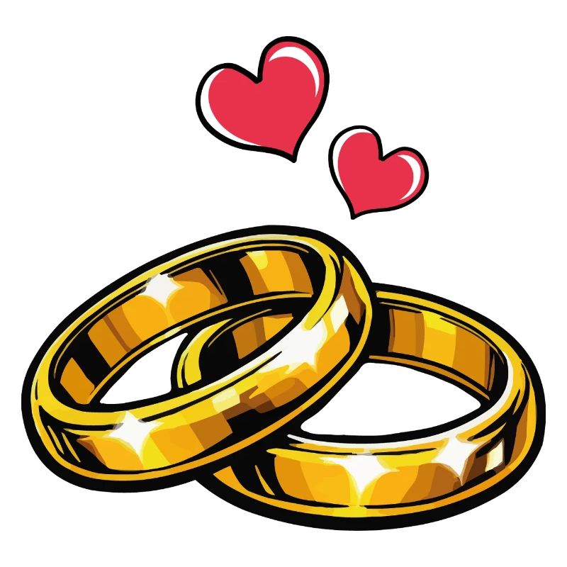Goldene Eheringe mit Herzen
