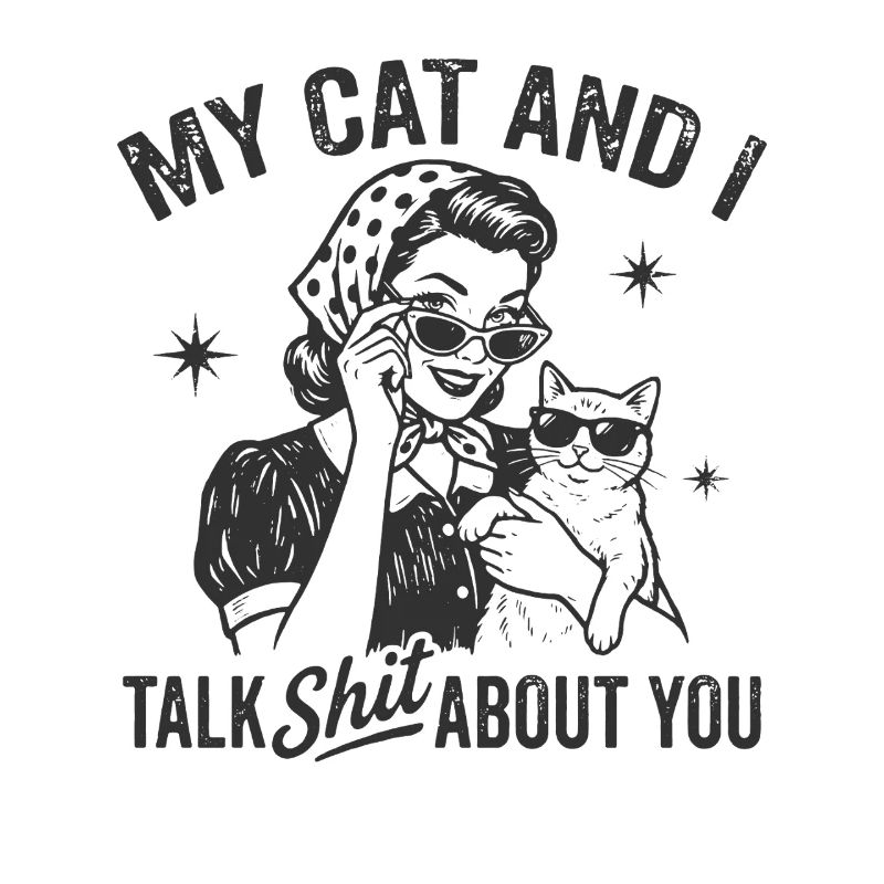 Katzengespräch im Retrostil Lästern Geschenk