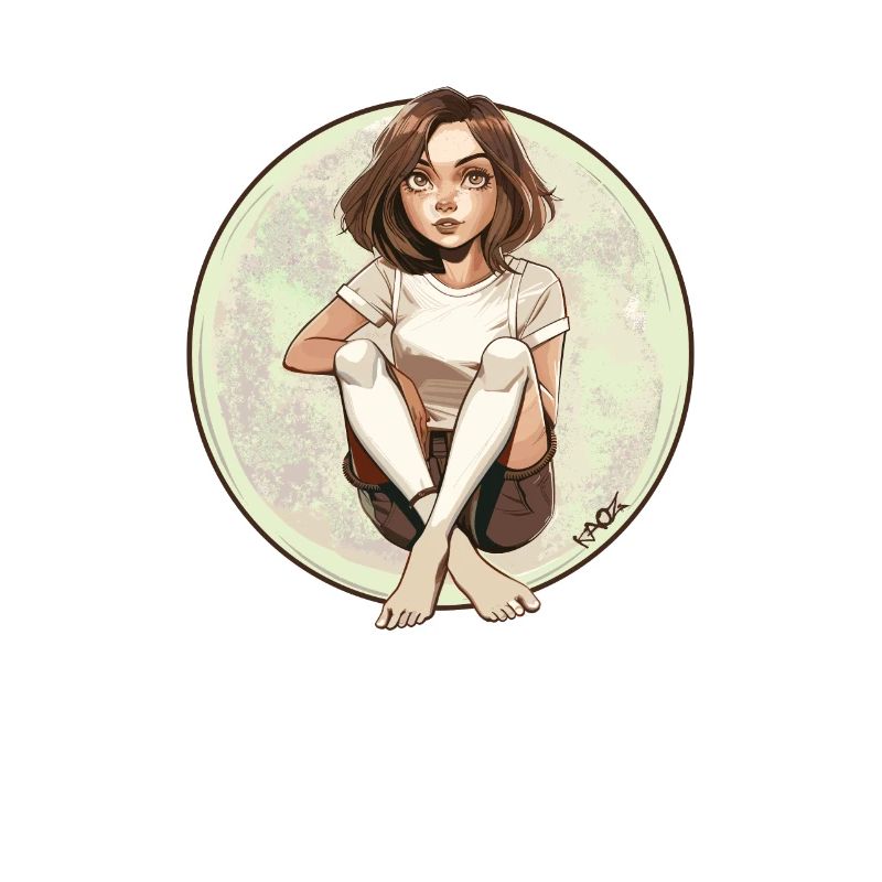 Sitzendes Anime-Mädchen