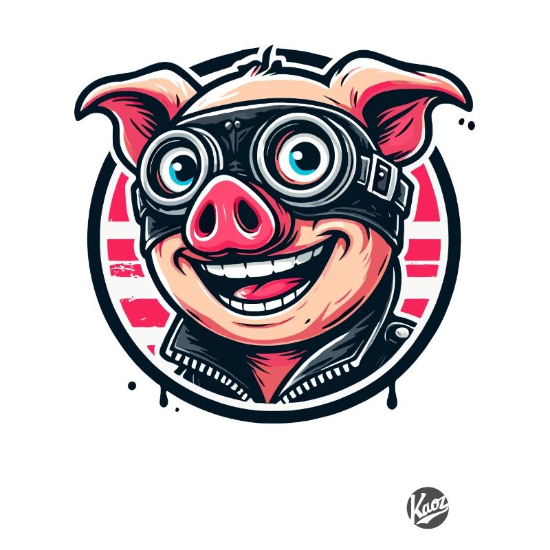 Old School Motorcycle Biker Pig