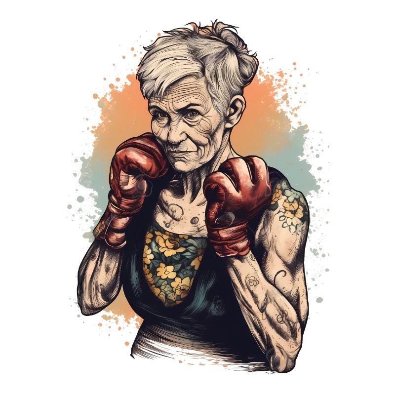 Mamie boxeuse cool avec des gants de boxe
