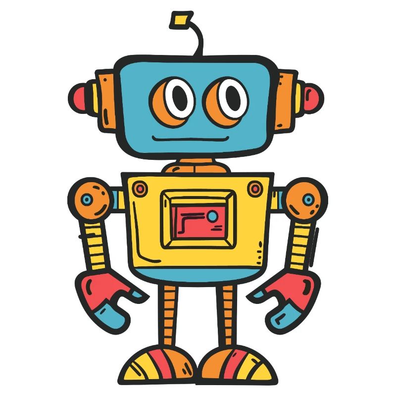 Robot rétro mignon avec un design coloré