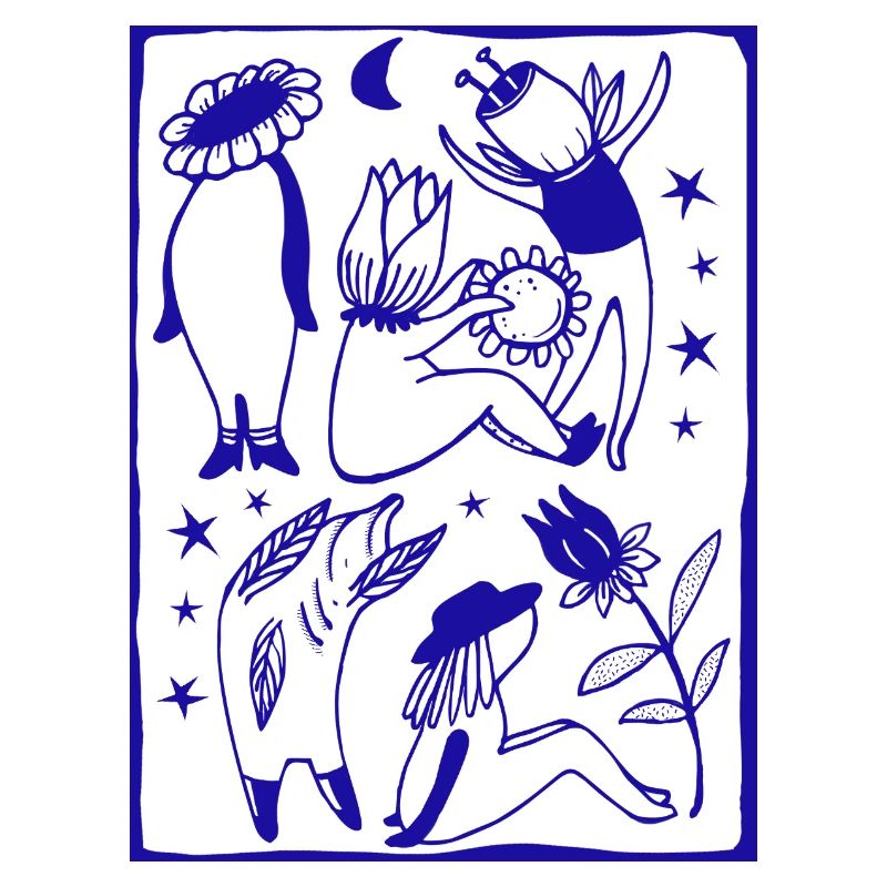 Figures de danse au clair de lune dans la forêt étoilée