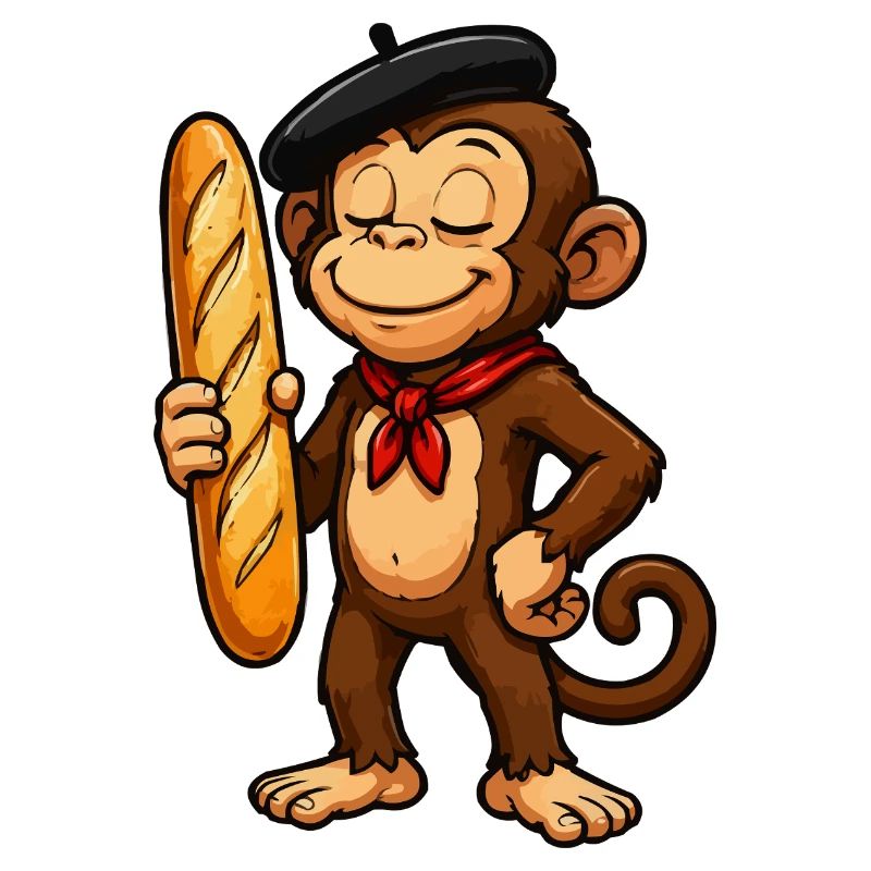 Baguette monkey with beret