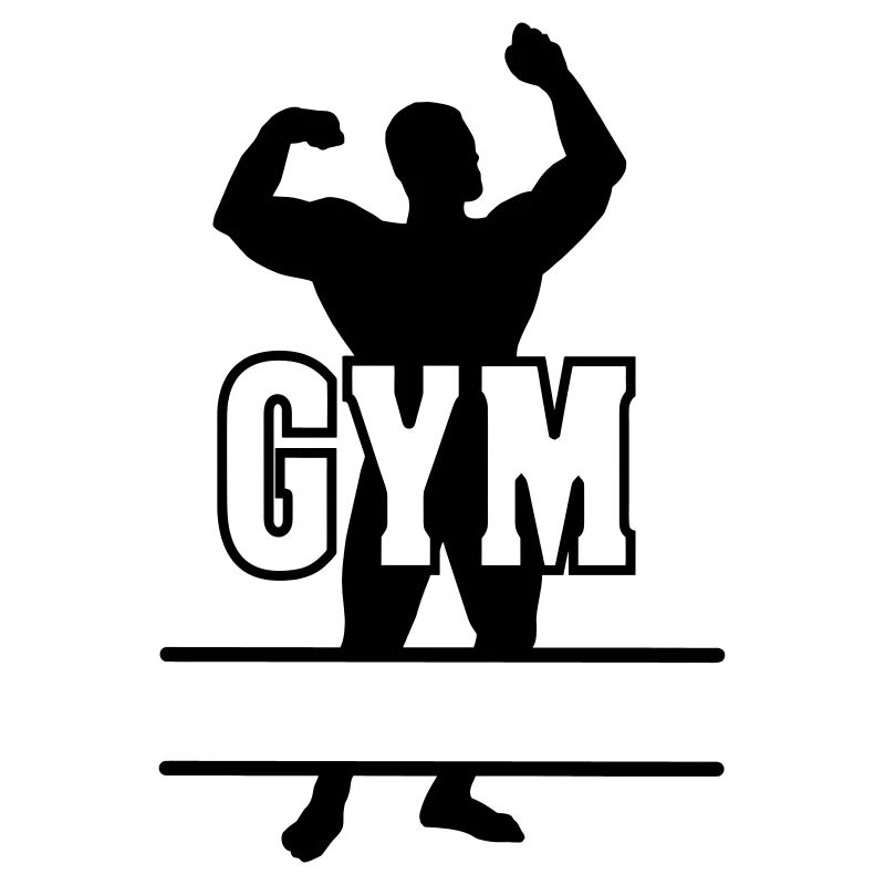 Bodybuilder transparent text 'GYM'