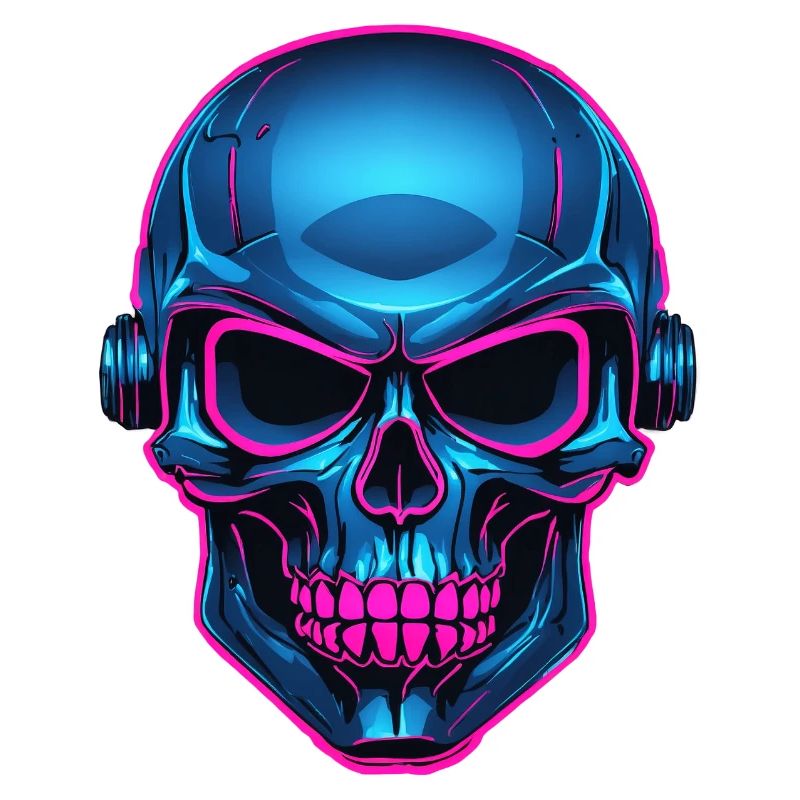 Neon Skull mit Kopfhörer