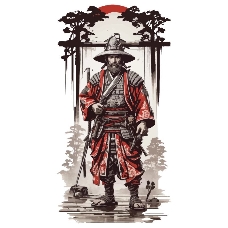 Japanische Samurai Essenz im Ukiyo-E Kunst Stil