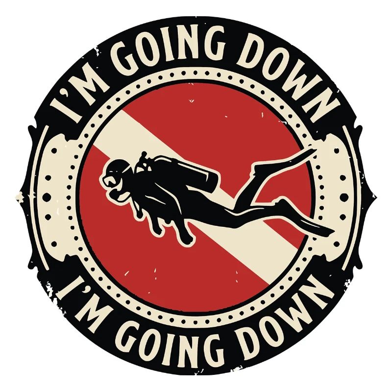 Scuba Diver Scuba Flag Going Down Retro