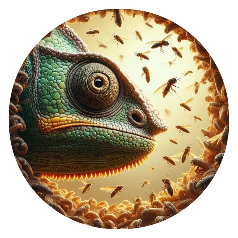 Caméléon avec animation d’abeilles