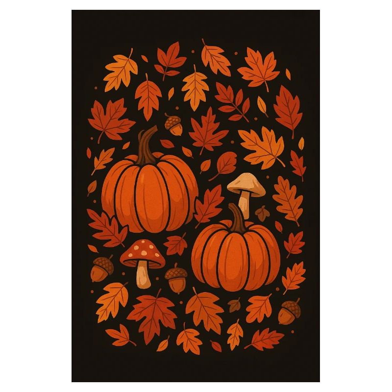 Autumn Pattern Pumpkins and Mushrooms