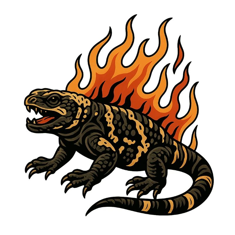 Flammen Gila-Krustenechse