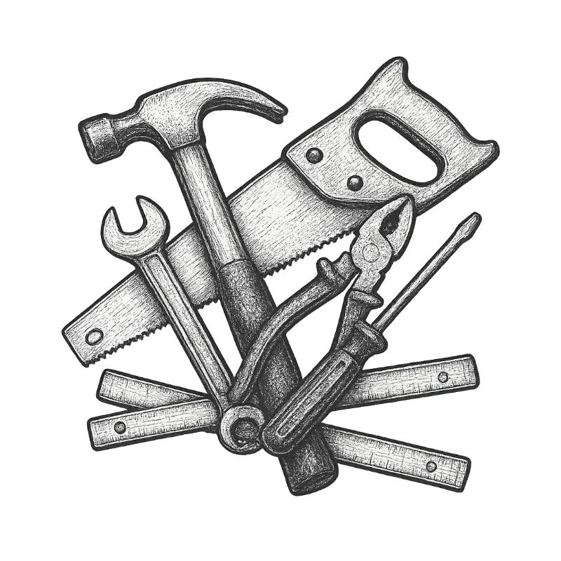 Realistic Craft Tools Illustration