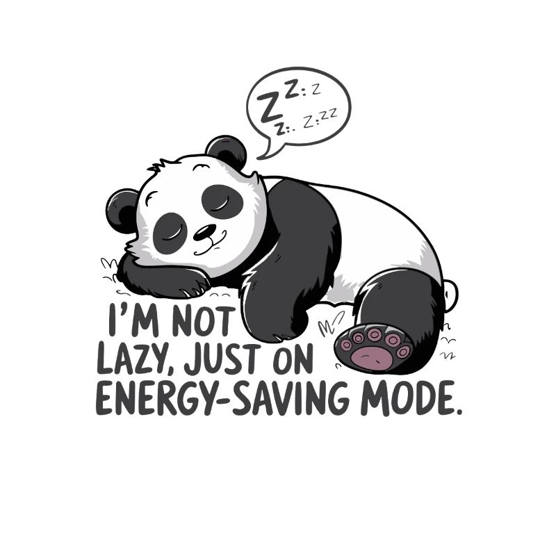 Lazy Panda in Power Saving Mode Relax and