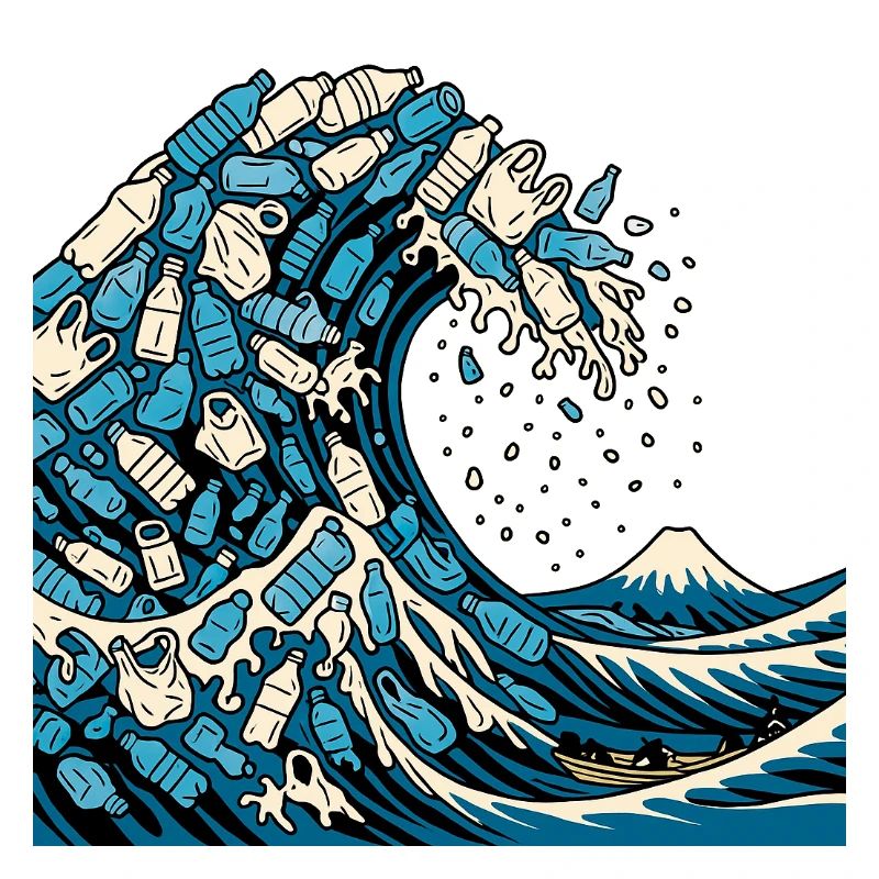 Wave Kanagawa trash vector