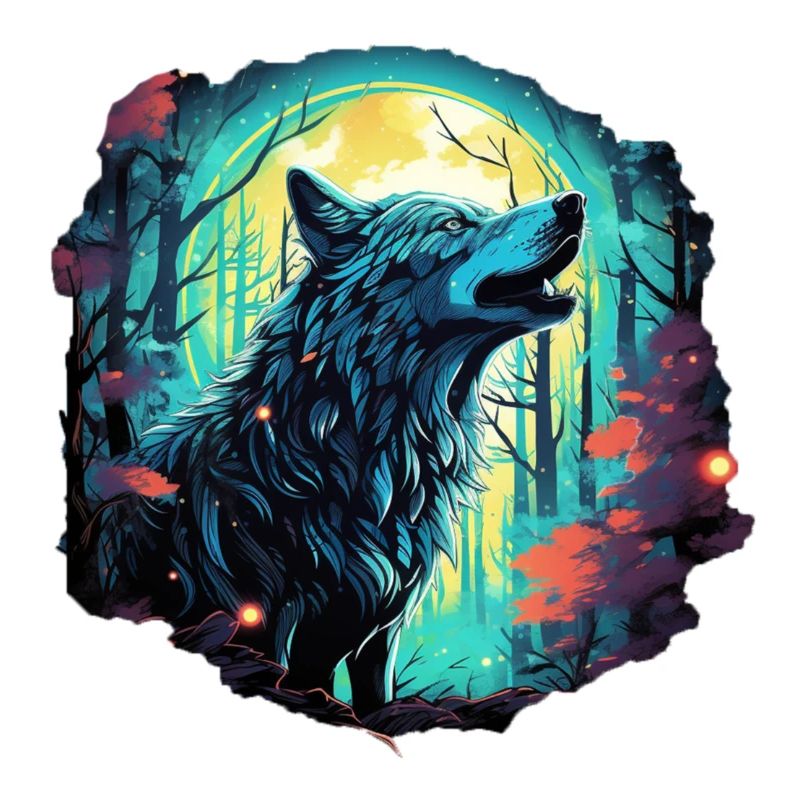 Epic wolf at full moon