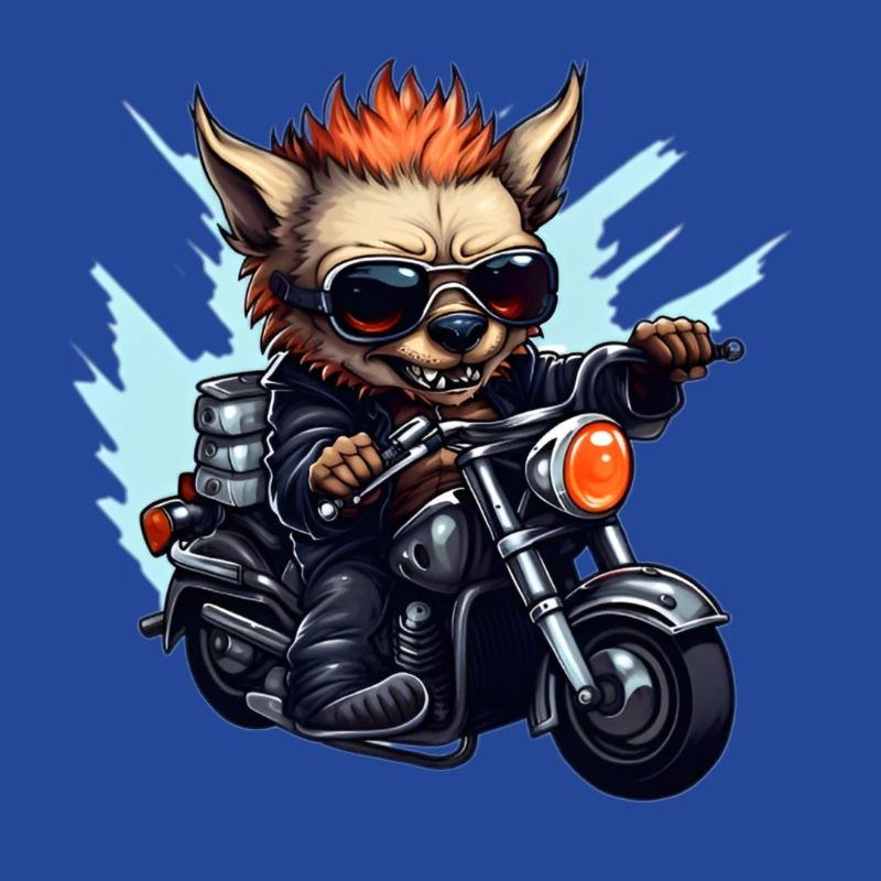 Biker Hyäne auf ihrem Motorrad