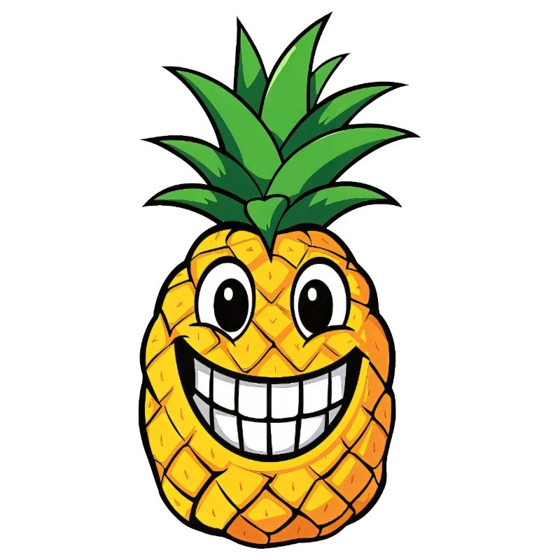 Cute Pineapple Cartoon Summer Fruit Caribbean Comic