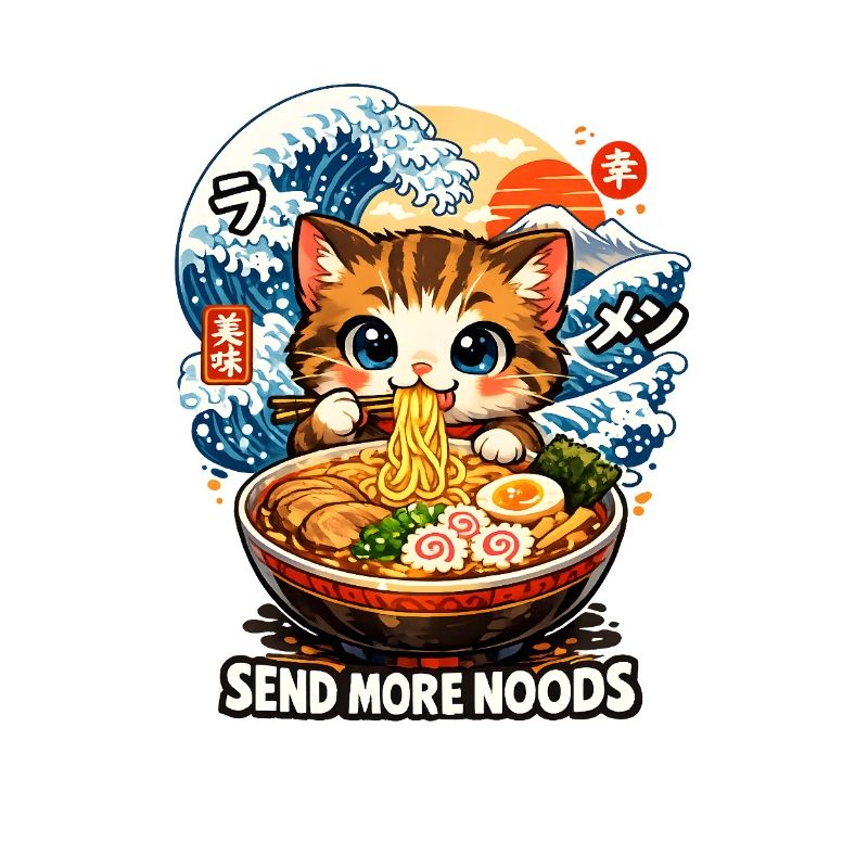 Ukiyoe de ramen pour chat