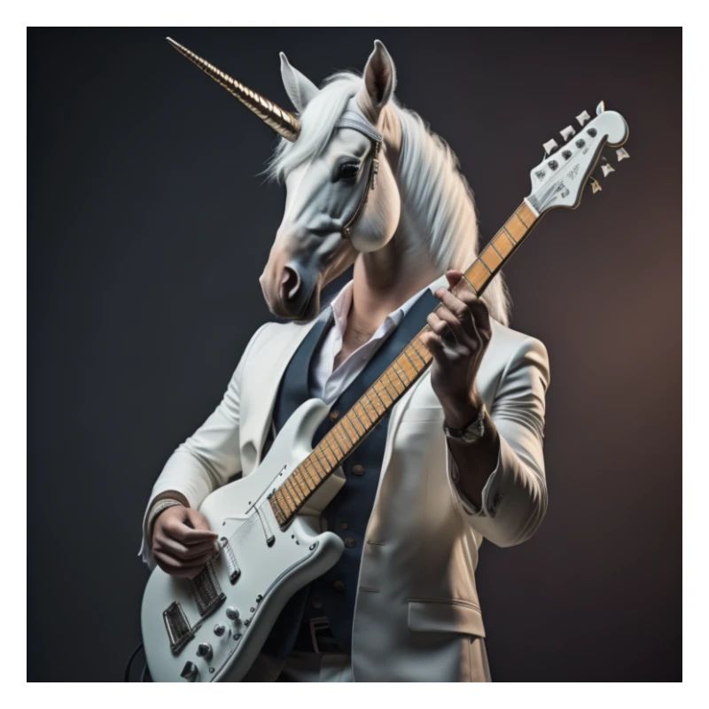 lustiges Einhorn mit E-Gitarre