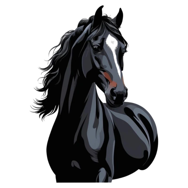 silhouette de cheval noir