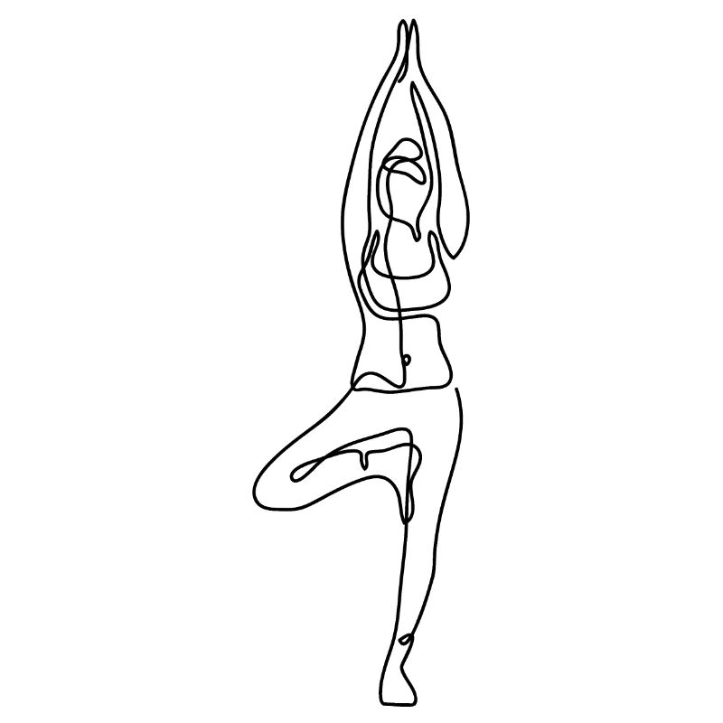 2 Yoga Vrikshasana oder der Baum | Schwarzer Strich