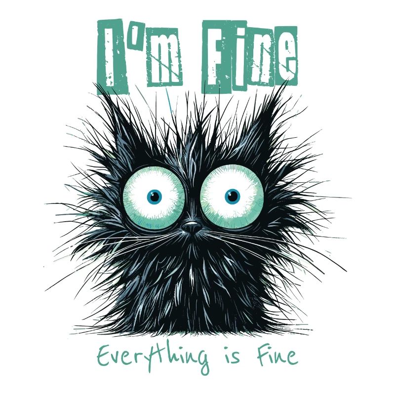 Zerzauste Katze I'm Fine Everything is Fine