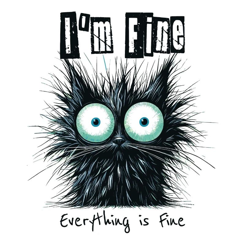 Zerzauste Katze I'm Fine Everything is Fine