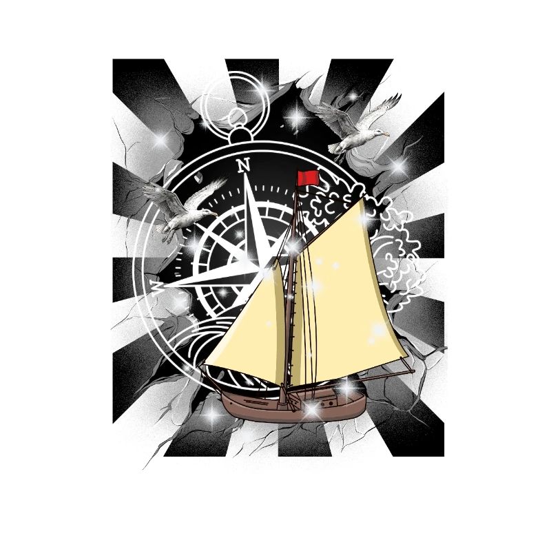 Retro Sailing Ship Ship Compass