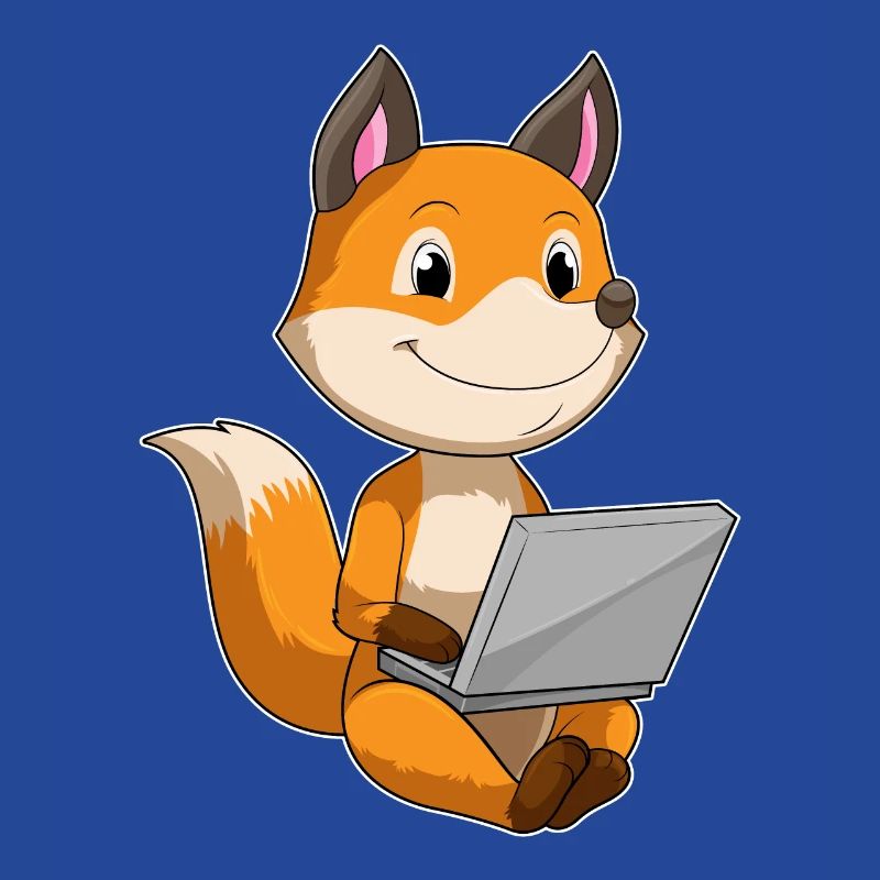 Fuchs avec ordinateur portable
