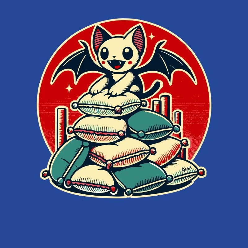 Happy Bat – On a Stack of Pillows