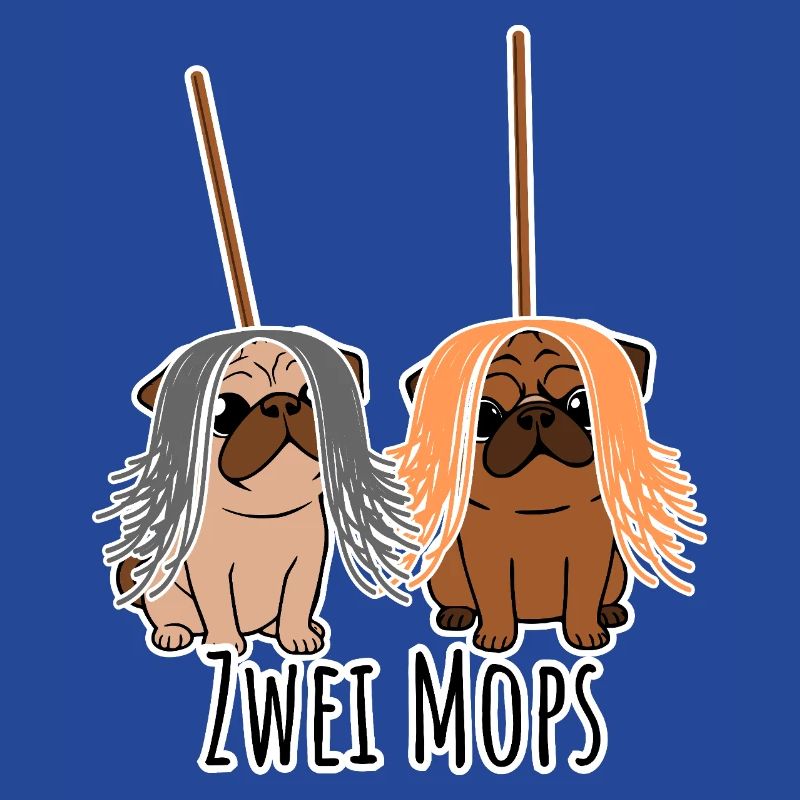 Zwei Mops - Hunde oder Putzgeräte? Hunde Humor?
