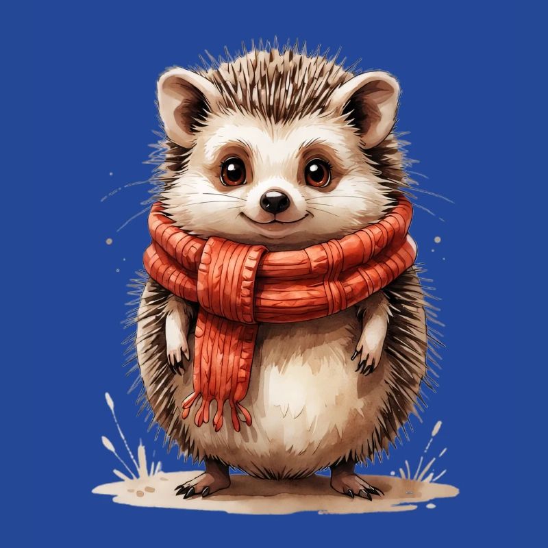 Hérisson d’hiver avec écharpe rouge