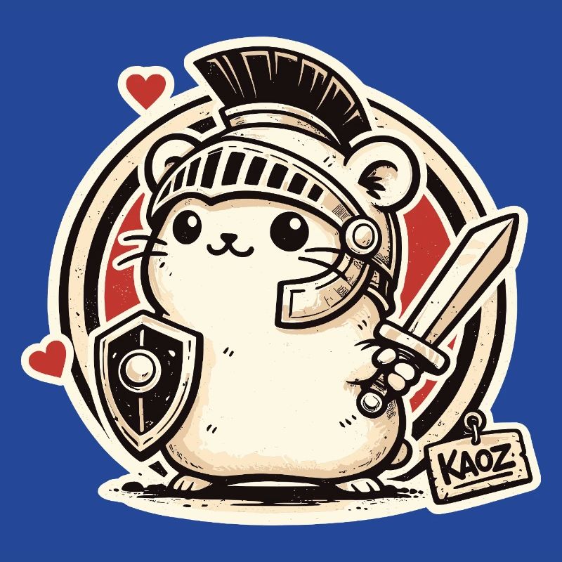 Gladiator Krieger Hamster mit Schild und Schwert