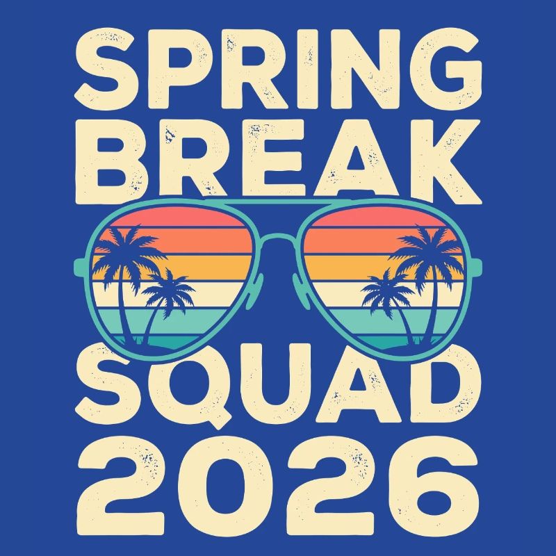 Spring Break Squad 2026 Retro Palm Tree Design