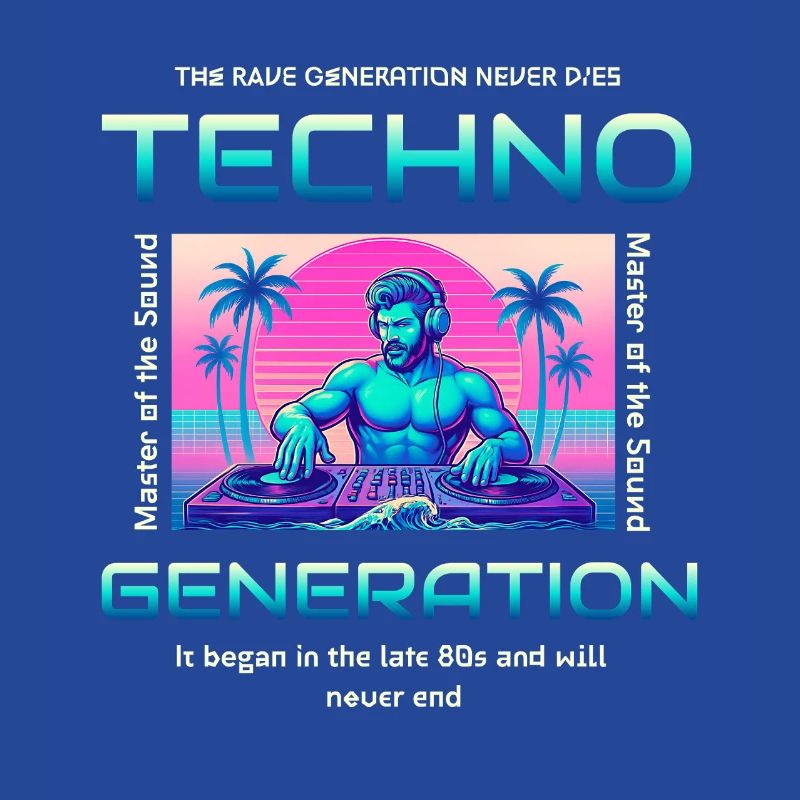 Techno Generation Rave DJ Synthwave Retro