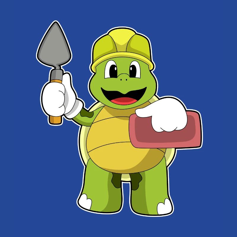 Turtle as a mason with stone