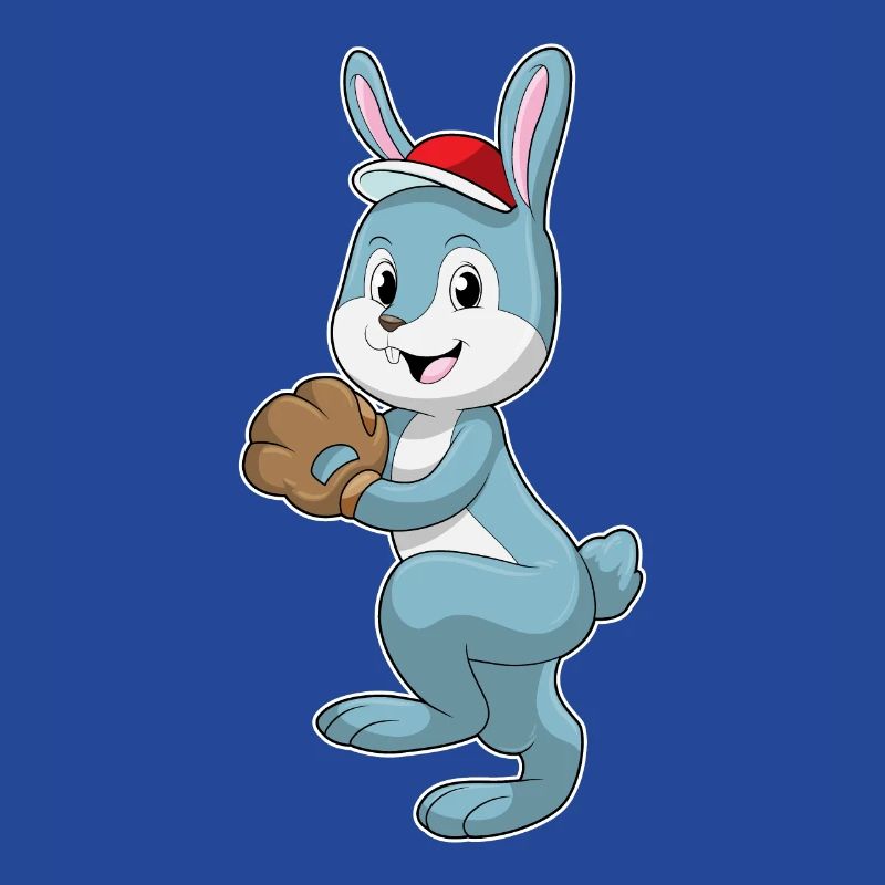 Rabbit playing baseball with a baseball glove