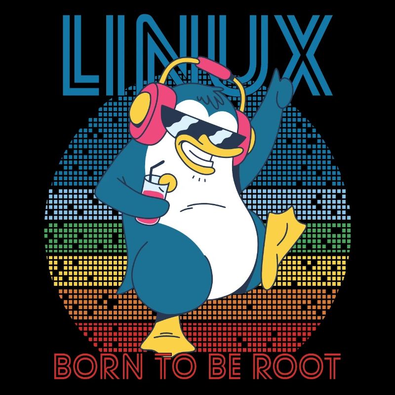Root Party Penguin Retro Linux Cool Nerd Programme