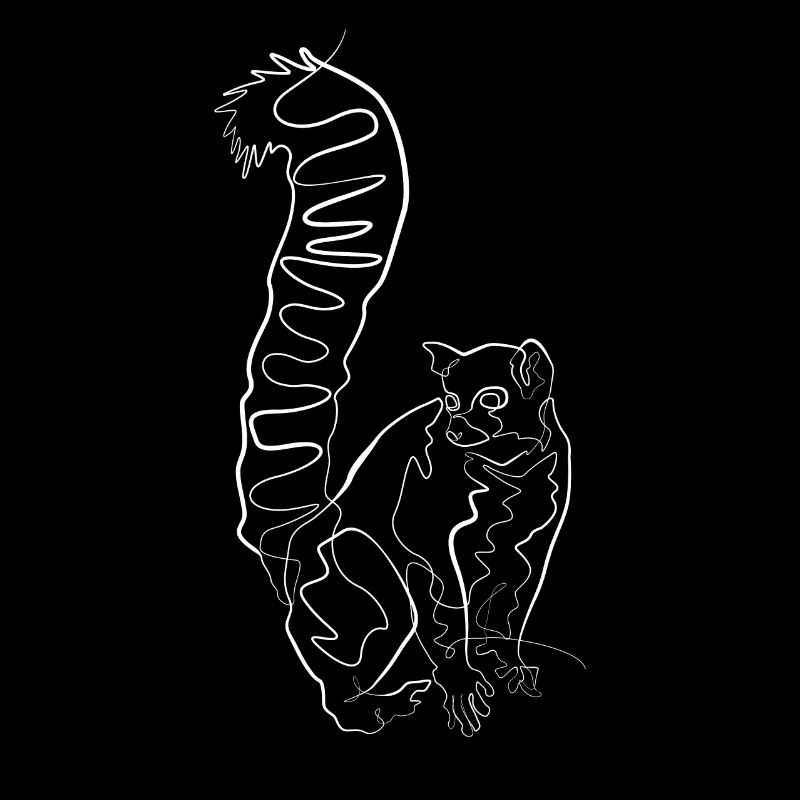 Lemur Madagaskar - one line drawing