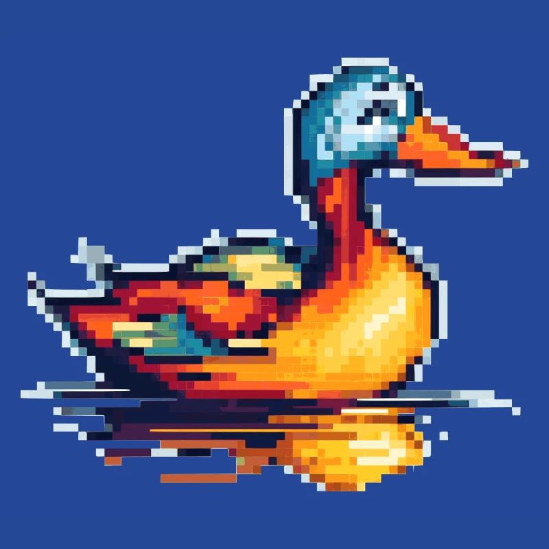 Small duck in 8 bit retro pixel graphics