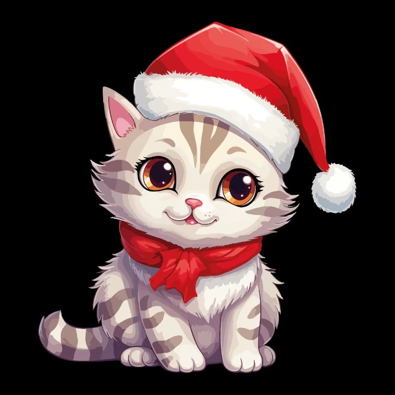 Chat Noël Chat De Noël Mignon Joyeux Catmas