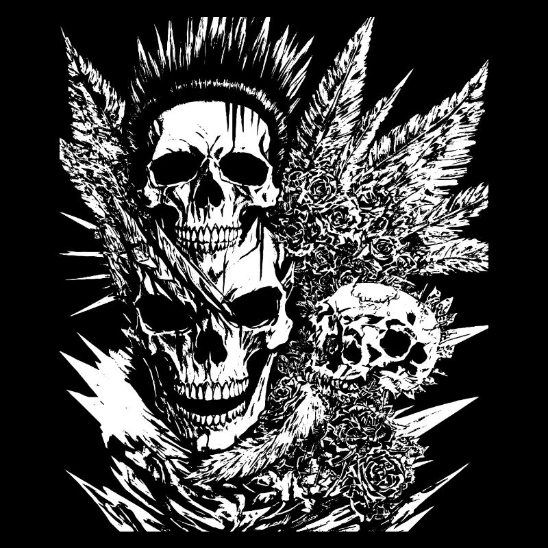 Anarchy Fan Skull avec Mohawk Crazy Antisocial Pu