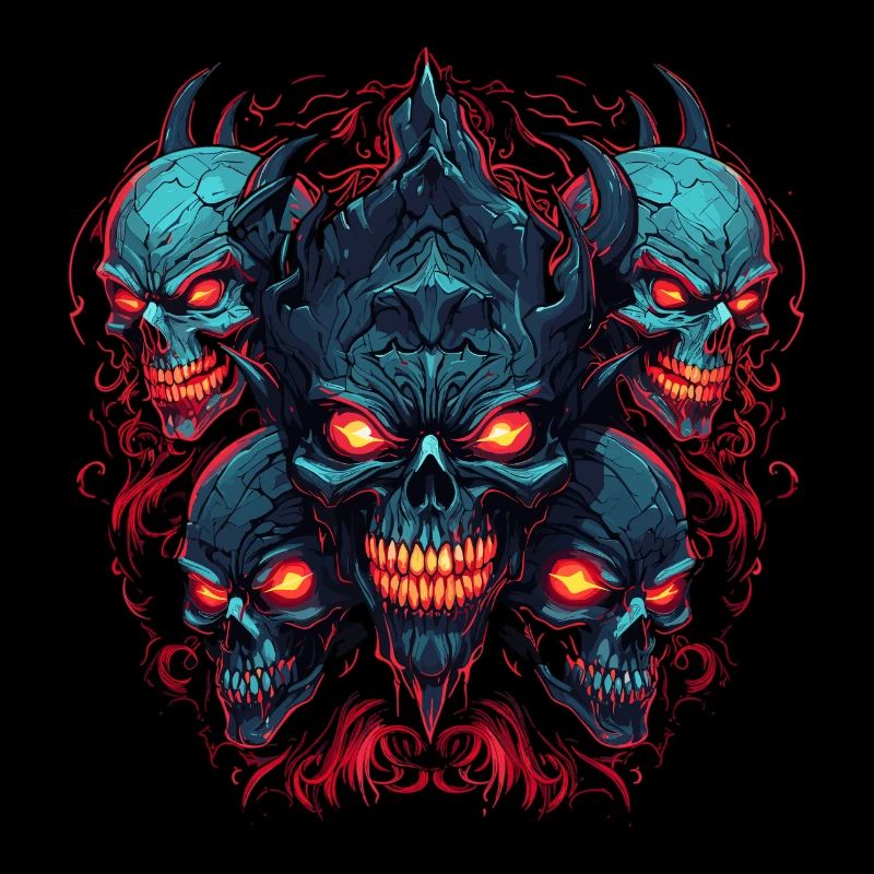 Abstract Devil Satan Skeleton Demons